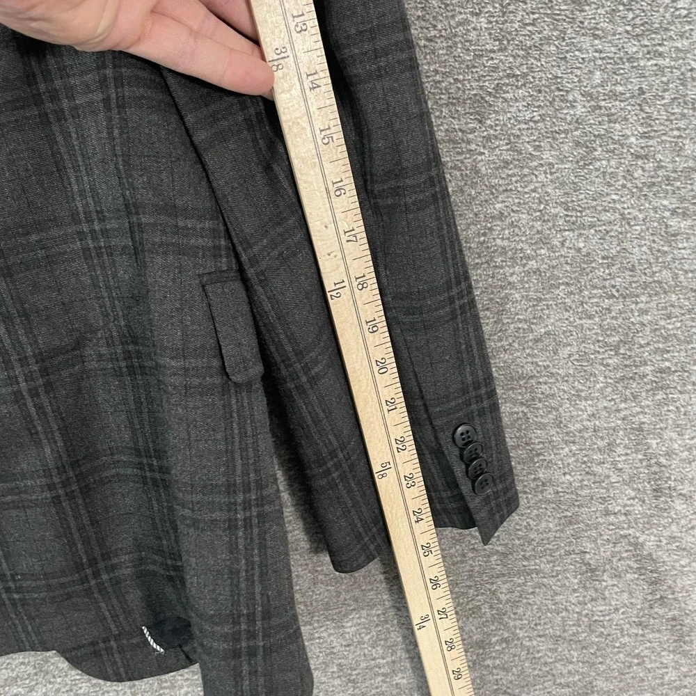 John Varvatos U.S.A. Blazer Mens 36R Gray Plaid Stretch Sport Coat Jacket Casual